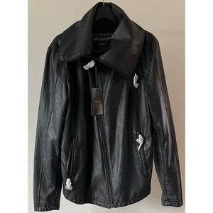 NWT Zara Men’s High Neck Faux Leather Jacket, XL